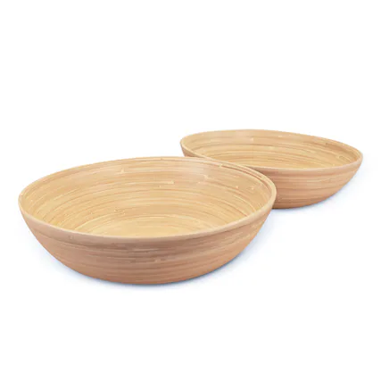 Front. Lexa - Bamboo Salad Bowl Set, 12 Inch x 2, Natural Bamboo - Natural.