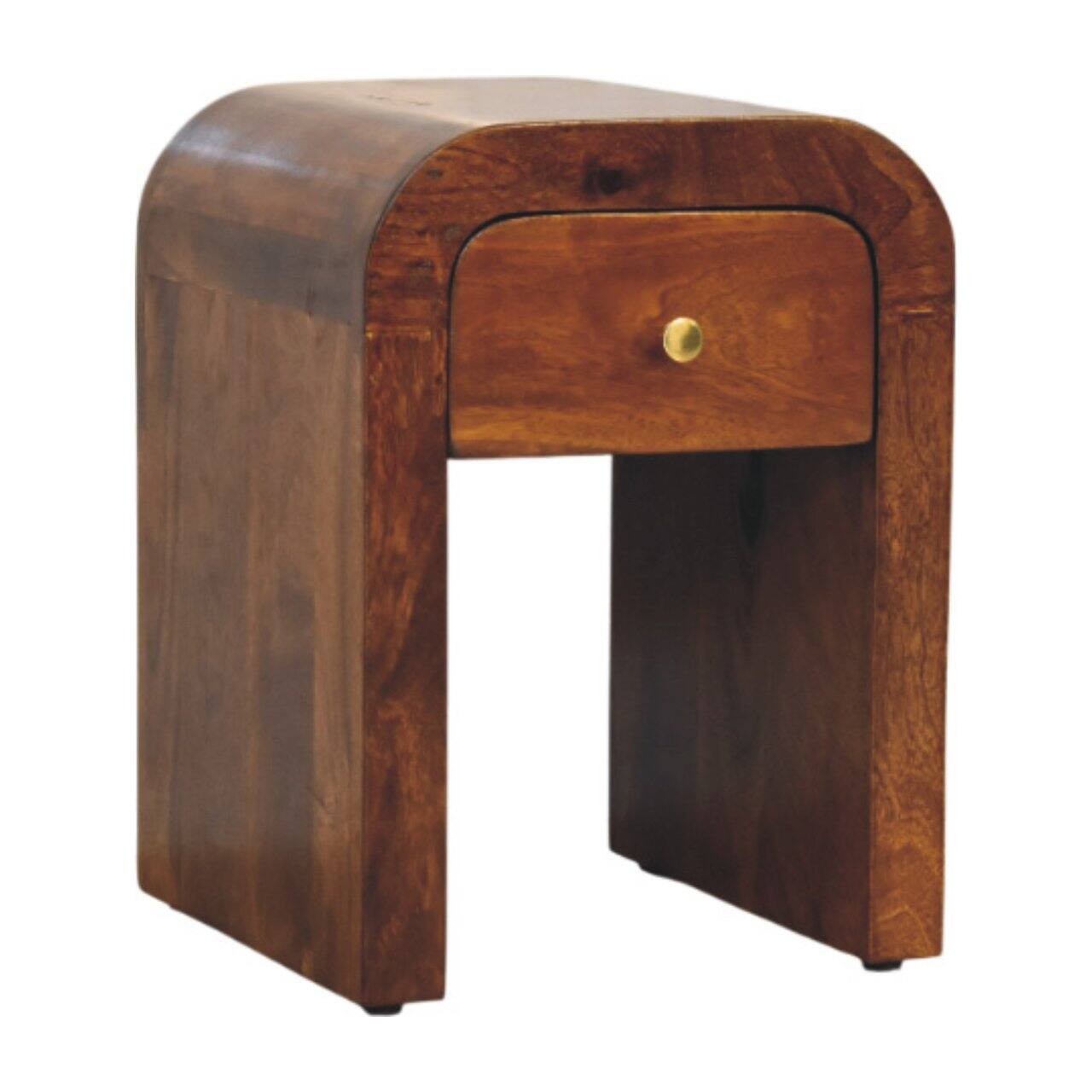 Left. Artisan Furniture - Artisan Furniture Solid Wood Mini Darcy Chestnut Nightstand with Curved Edges, 1 Drawer - Chestnut.