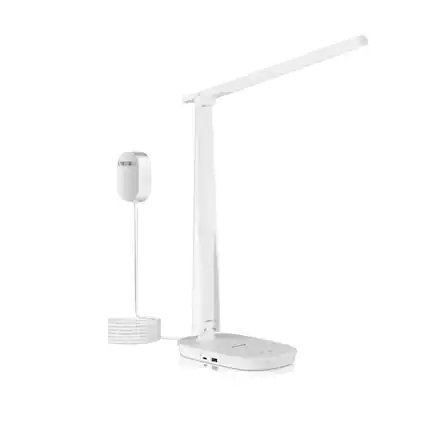 Front. Honeywell - Honeywell Sunturalux LED Desk Lamp Dimmable Desk Light with USB A+C Foldable Table Lamp with 4 Color Modes - White.