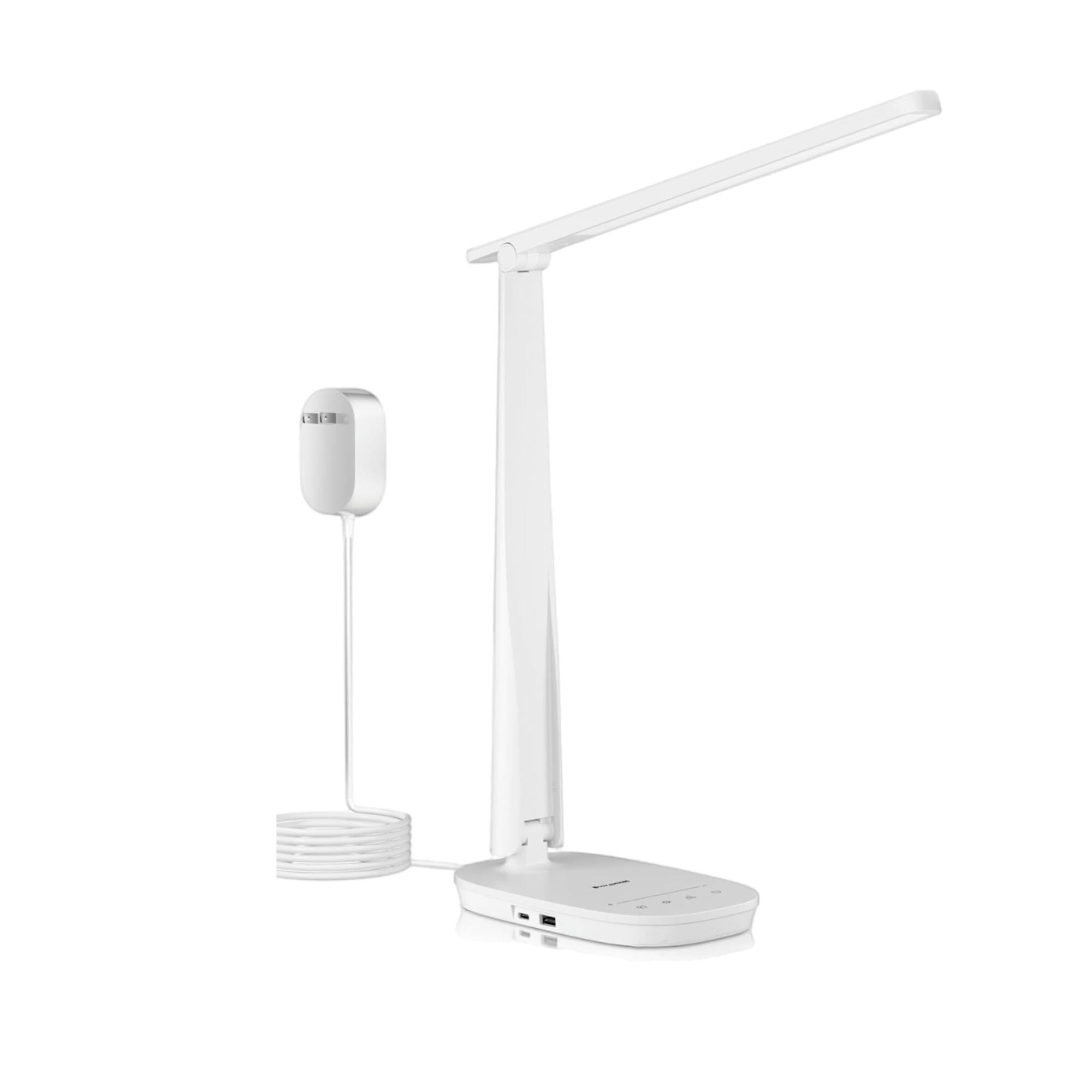 Honeywell - Sunturalux LED Desk Lamp Dimmable Desk Light with USB A+C Foldable Table Lamp with 4 Color Modes - White