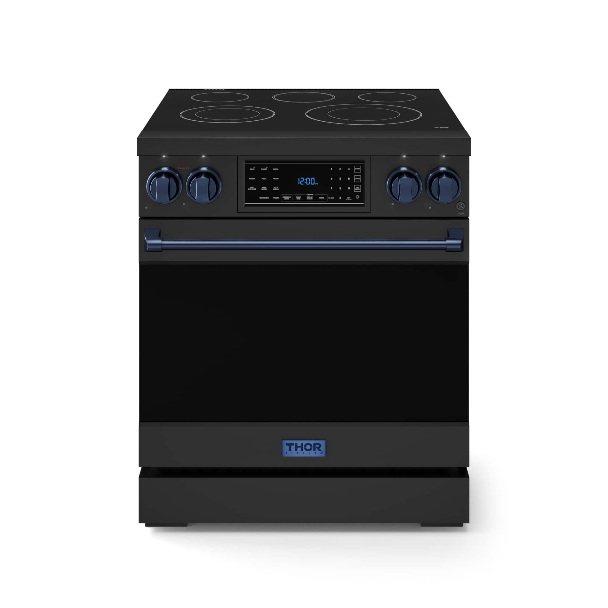 Gordon Ramsay Series by Thor Kitchen 4.55 Cu. Ft Freestanding Electric Range with Navy Blue Hardware - Black - Front_Zoom