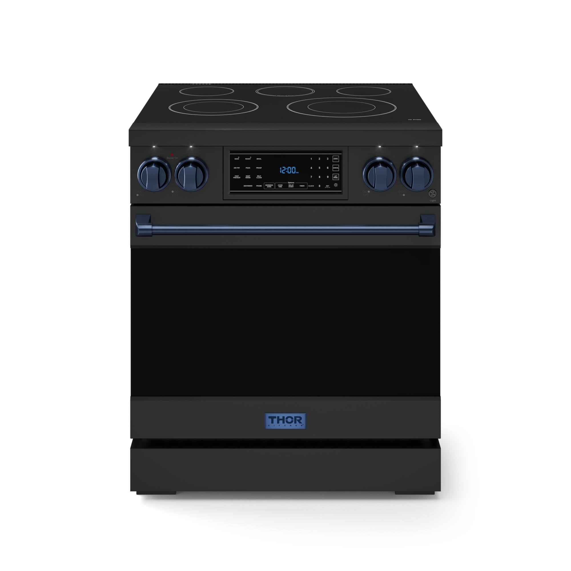 Gordon Ramsay Series by Thor Kitchen 4.55 Cu. Ft Freestanding Electric Range with Navy Blue Hardware - Black