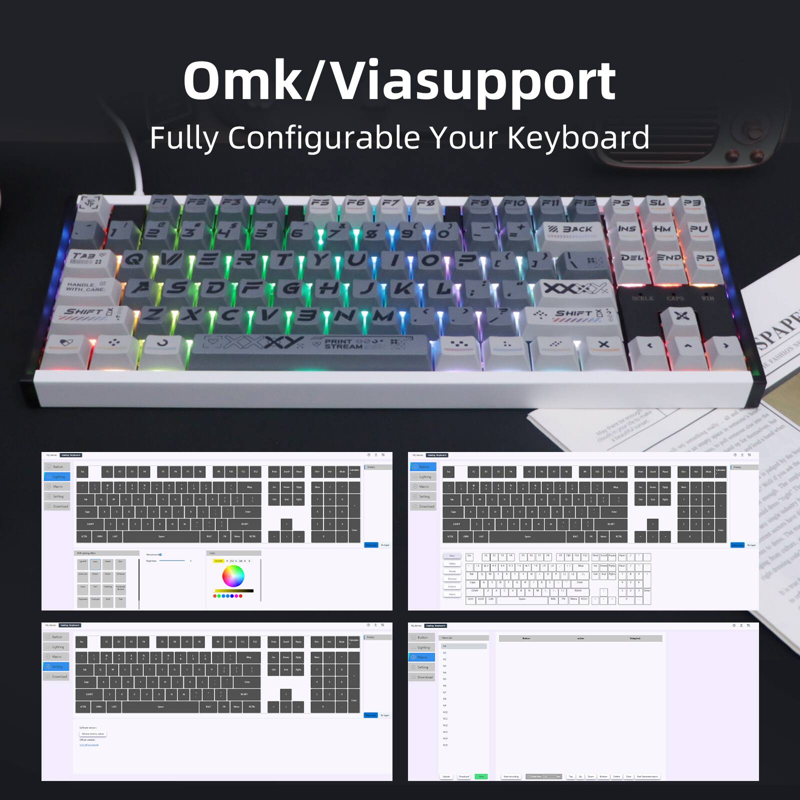 Omk/Viasupport Fully Configurable Your Keyboard

F1 F3 F6 F1 F9 F10 F12 - SL P 1 2 3 4 5 6 7 8 9 J O I BAcK INS H PU TAB

Q W E R T Y U I O P

A S D F G H J K L

Z X C V B N M

SHIFT

PRINT

STREAM

XX SHIFT

SPAP

Tomon

chand palpri

The deo -s -m TM
