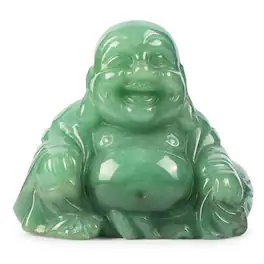 Refined Abode Design - Laughing Buddha Statue Crystal Hand-carved Religion Sitting Happy Figurine Pocket Stone Home Decoration green