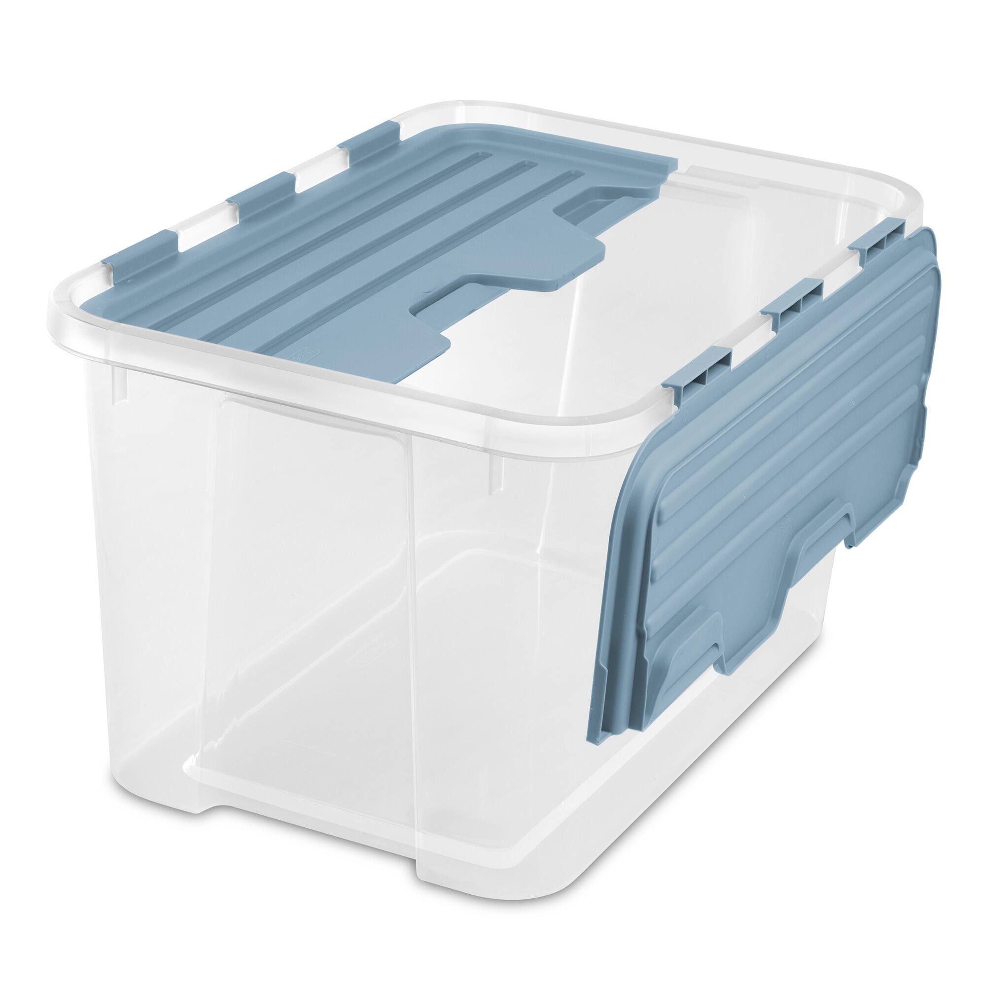 Alt View 7. Sterilite - Sterilite 60 Qt Hinged Lid Storage Box, Plastic Container, Washed Blue, 6 Pack.
