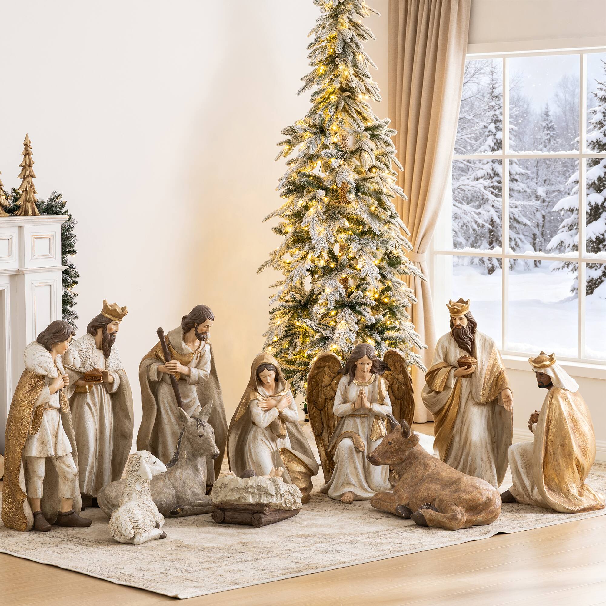 Alt View 5. Glitzhome - 31.75"H Majestic Oversized Resin Nativity Figurine Set - Multi-Colored.