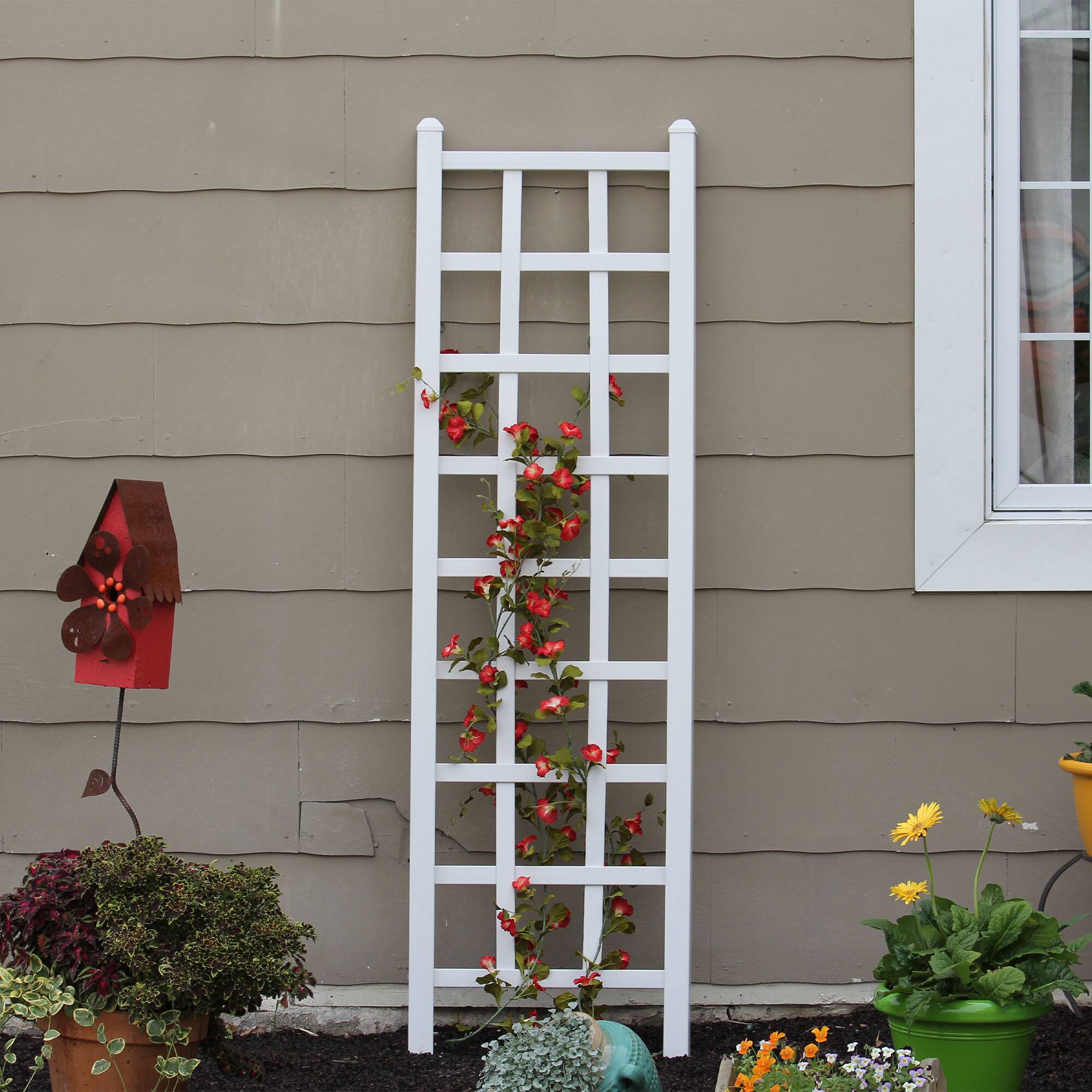 Alt View 5. Dura-Trel - Dura-Trel Elmwood 22 x 75 Inch PVC Vinyl Outdoor Garden Patio Trellis, White - White.