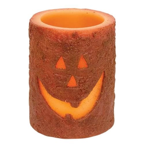 BreeBe - Jack-O'-Lantern Timer Pillar 4" - Multi