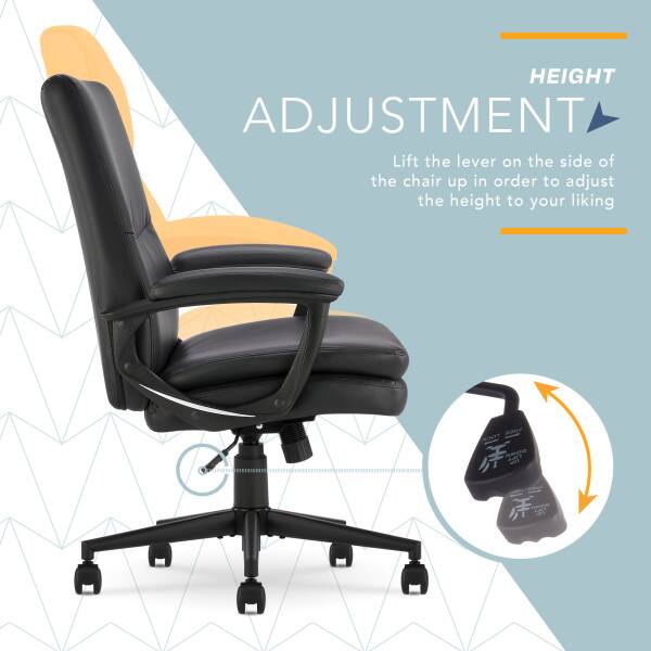 HEIGHT ADJUSTMENT  
Lift the lever on the side of the chair up in order to adjust the height to your liking.