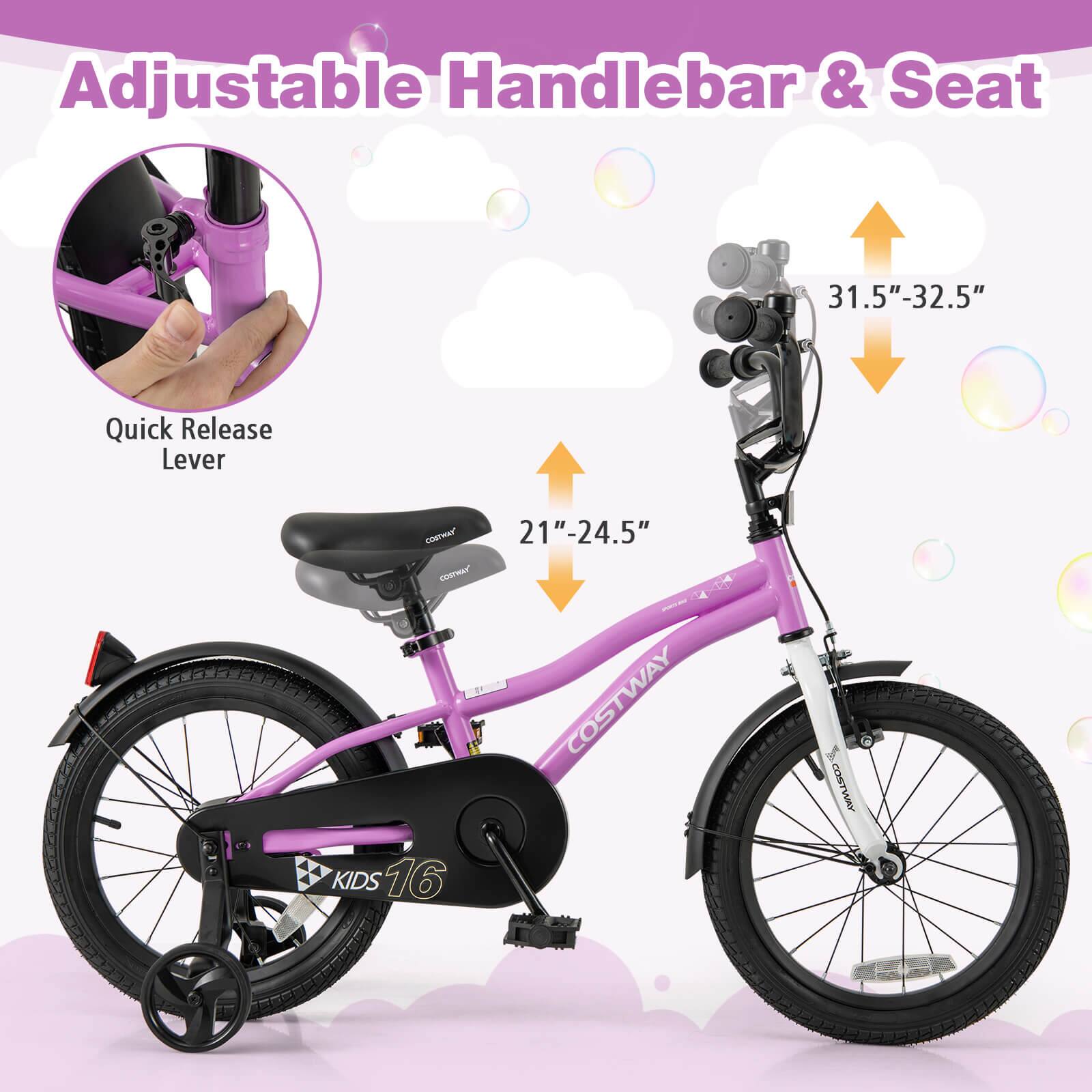 Adjustable Handlebar & Seat

Quick Release Lever

31.5"-32.5"

21"-24.5"

COSTWAY

KIDS 16