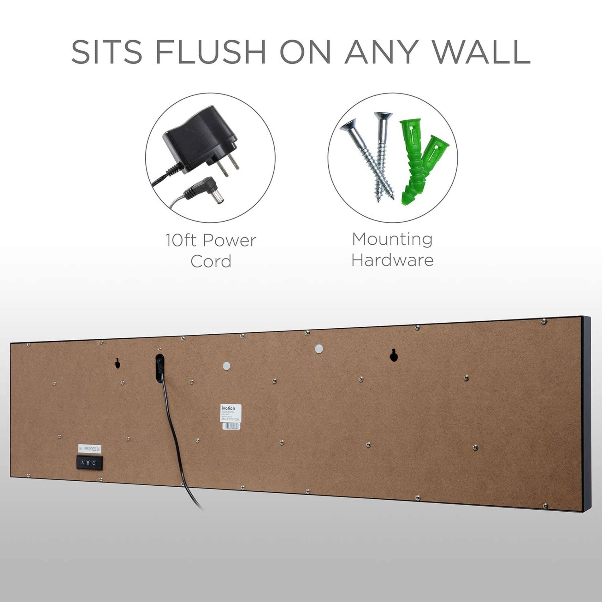 SITS FLUSH ON ANY WALL, 10ft Power Cord, Mounting Hardware
