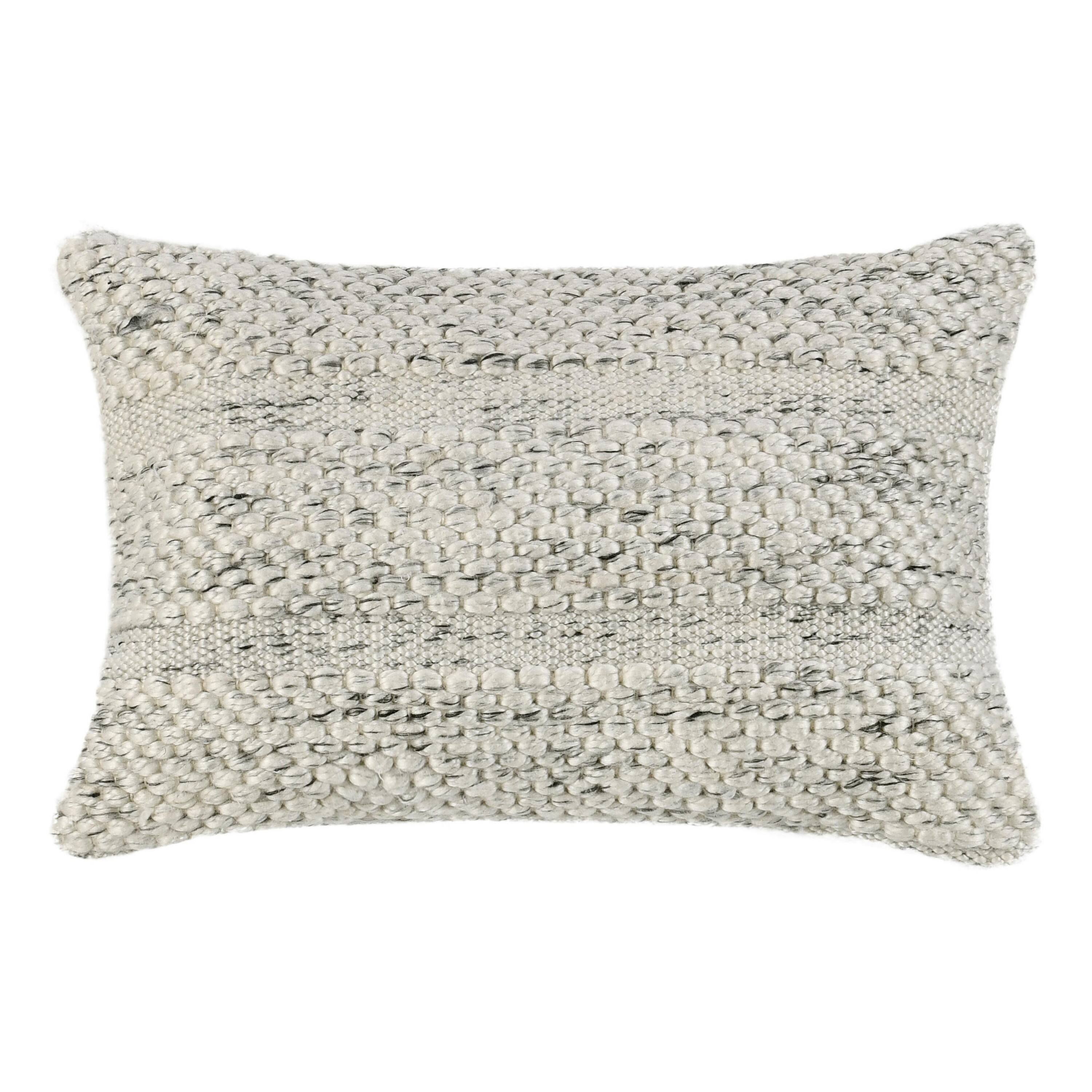 Front. Manhattan Lane - Dolu Lumbar Throw Pillow, Hand Woven Texture, 20 Inch Recycled - Ivory.