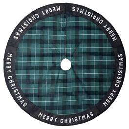 Celebrations - Home Black/Green/White Merry Christmas Tree Skirt 27 in. (Case of 4) - Black|Green|White