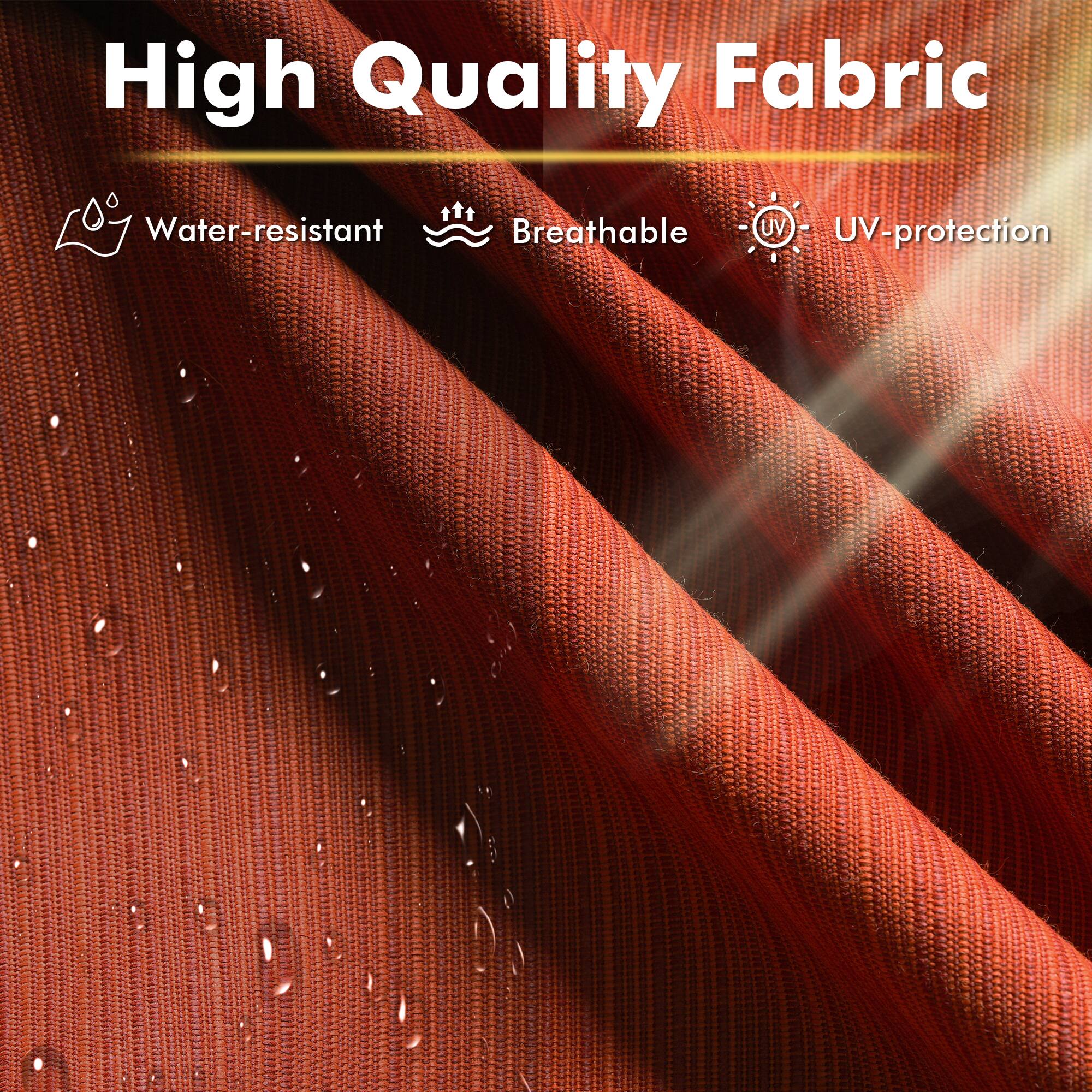 High Quality Fabric

- Water-resistant
- Breathable
- UV-protection