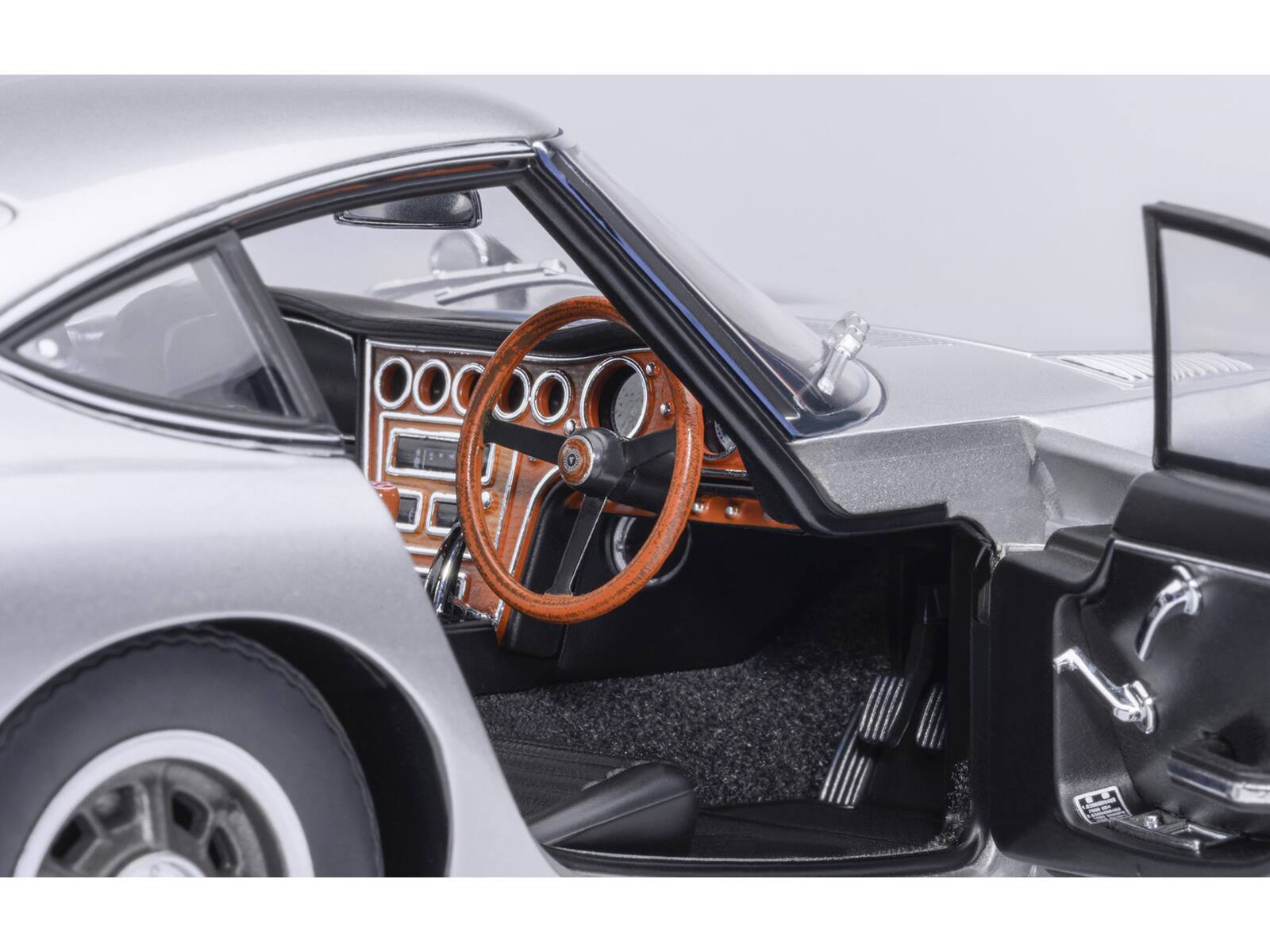 Back. Autoart - 1967 Toyota 2000GT RHD (Right Hand Drive) Silver Metallic 1/18 Model Car by Autoart - Silver Metallic.