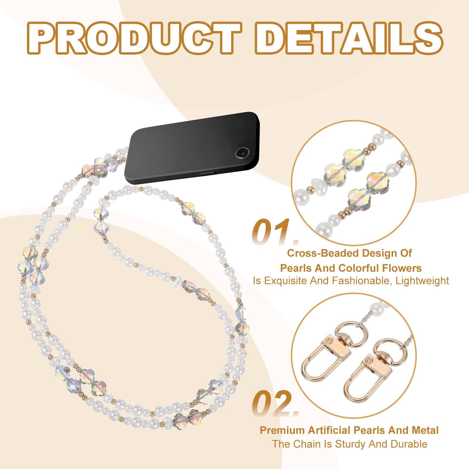 PRODUCT DETAILS

01. Cross-Beaded Design Of Pearls And Colorful Flowers Is Exquisite And Fashionable, Lightweight

02. Premium Artificial Pearls And Metal The Chain Is Sturdy And Durable
