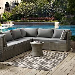 Modway - Jagged Geometric Diamond Trellis Indoor and Outdoor Area Rug - Gray and Beige