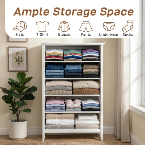 Ample Storage Space

- Hats
- T-Shirt
- Blouse
- Pants
- Underwear
- Socks