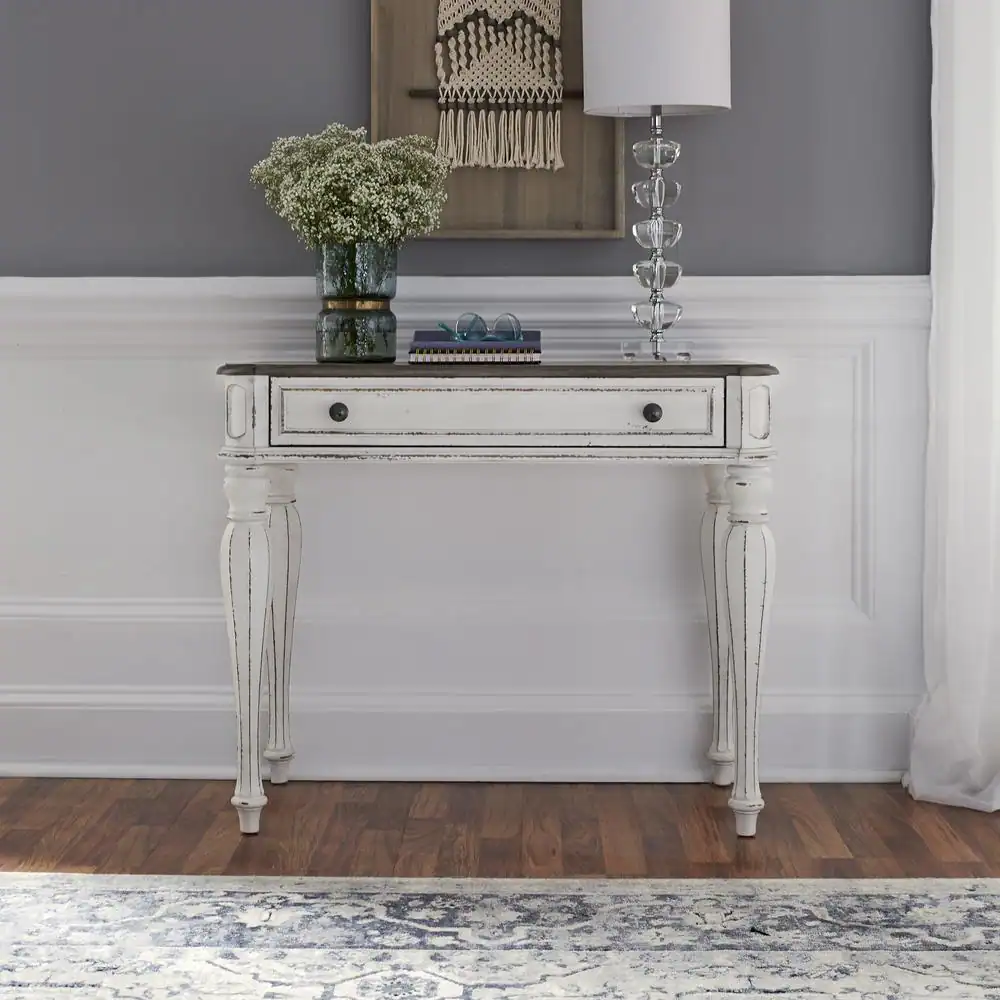 Alt View 2. Liberty Furniture Industries - Magnolia Manor Accent Vanity Desk/Night Stand in Antique White - White.