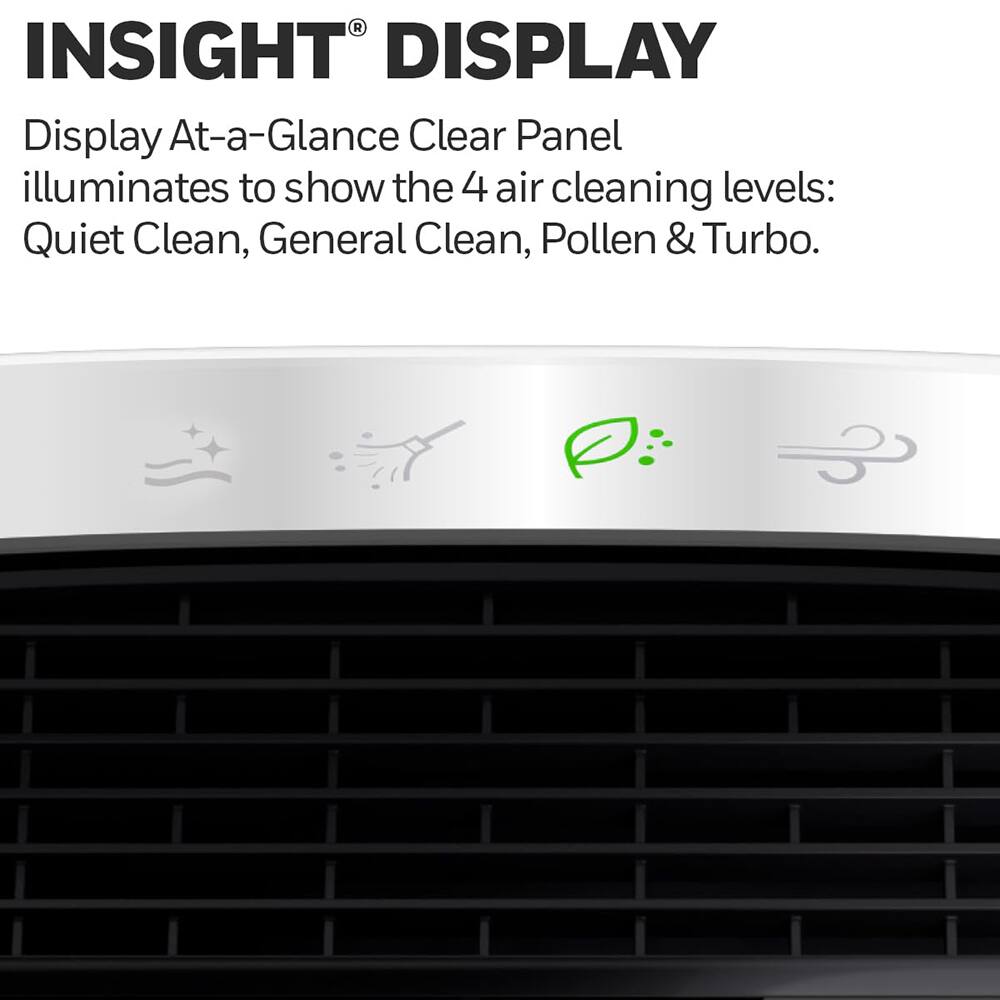 INSIGHT® DISPLAY

Display At-a-Glance Clear Panel illuminates to show the 4 air cleaning levels: Quiet Clean, General Clean, Pollen & Turbo.