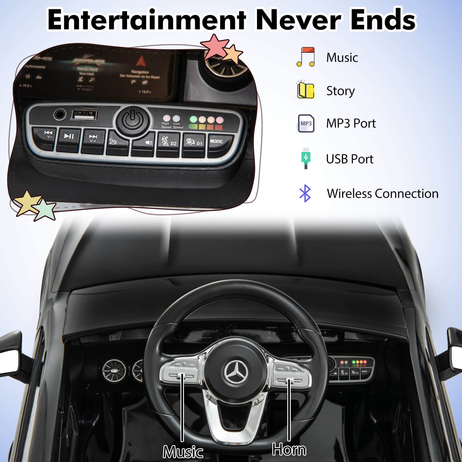 Entertainment Never Ends

- Music
- Story
- MP3 Port
- USB Port
- Wireless Connection

Music Horn