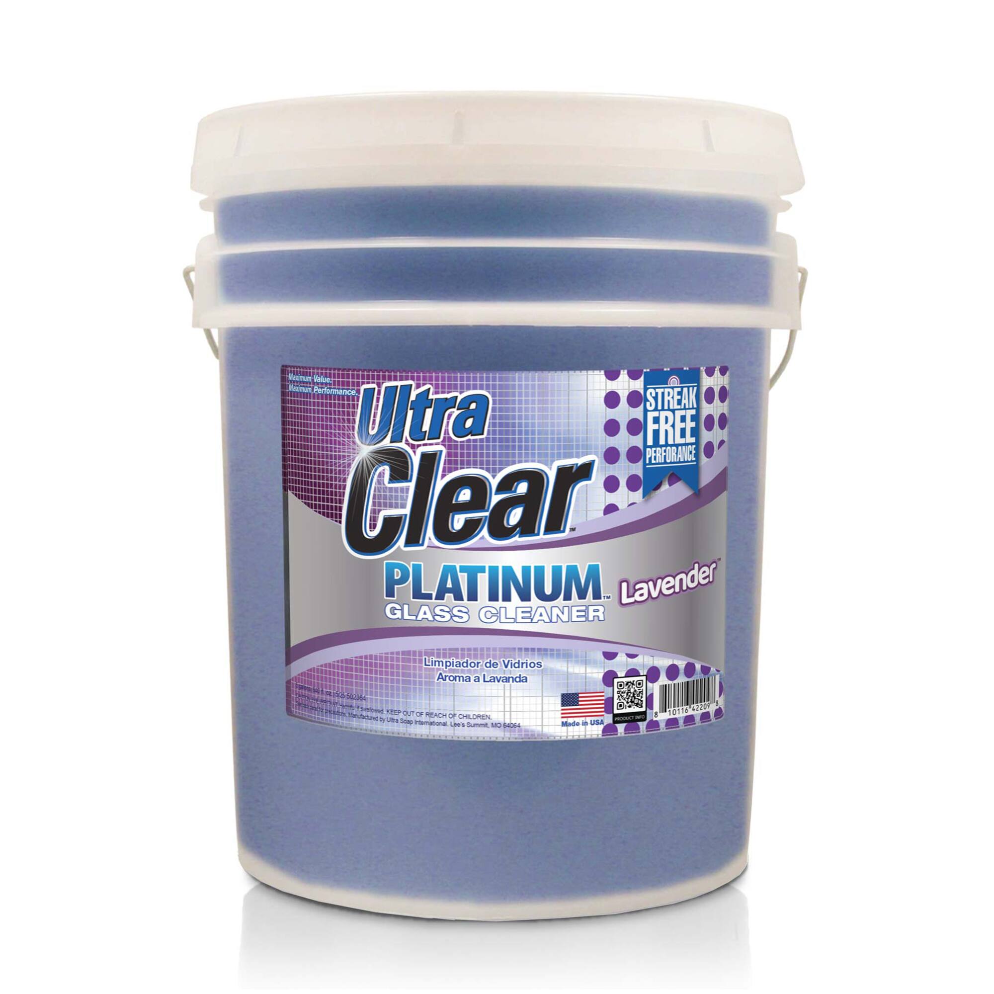 Ultra Clear Platinum Glass Cleaner  
Lavender  
Streak Free Performance  
Limpiador de Vidrios Aroma a Lavanda  
Made in USA