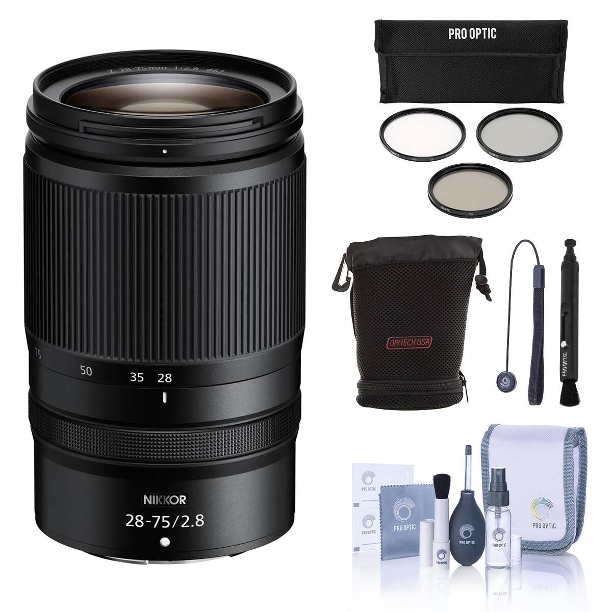 PRO OPTIC AS 75 50 35 28 OPYTECH USA NIKKOR 28-75/2.8 PESTS NUTE PRO PRO OPTIC PRSTS N