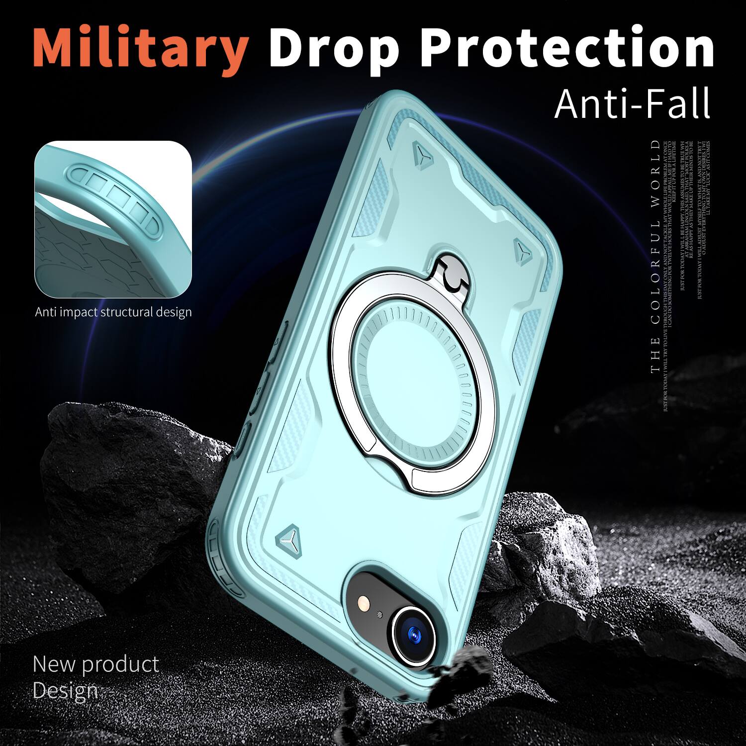 Military Drop Protection Anti-Fall

Anti impact structural design

New product Design

THE COLORFUL WORLD