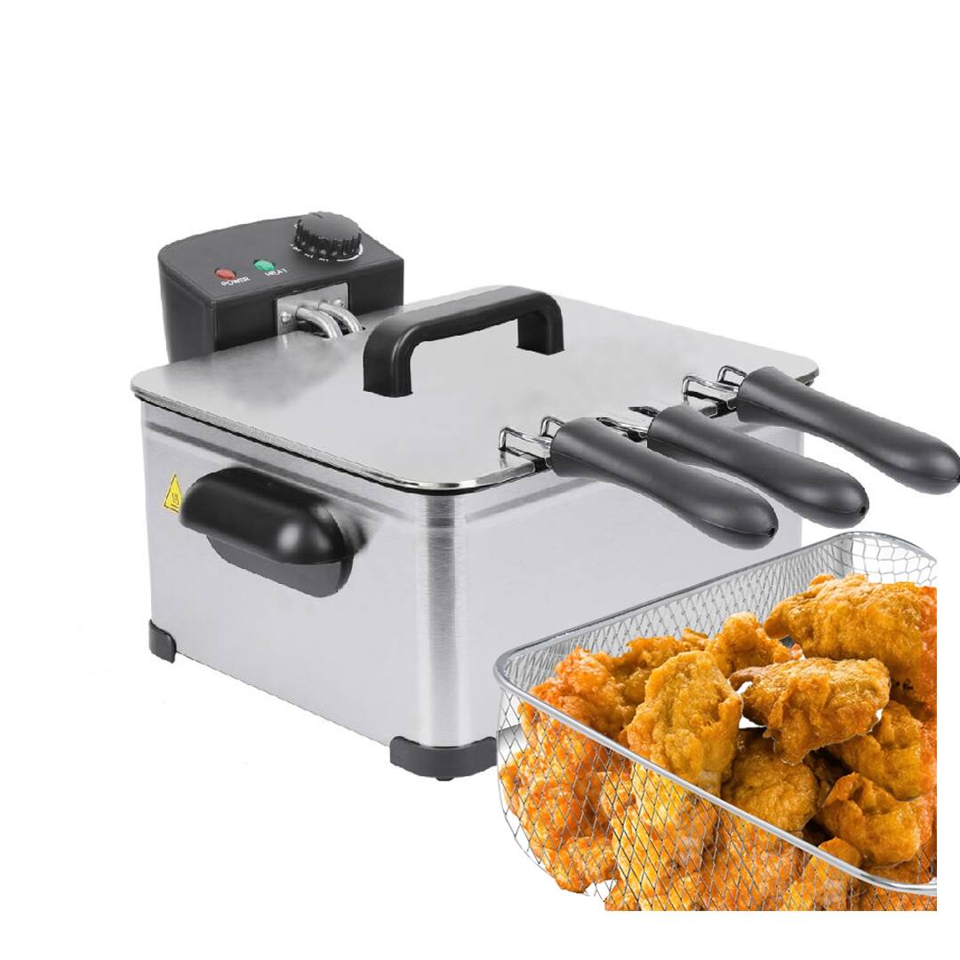 Front. WHALL - WHALL 5 L Deep Fryer with 3 Baskets,21 Cups Oil Capacity - Stainless Steel.