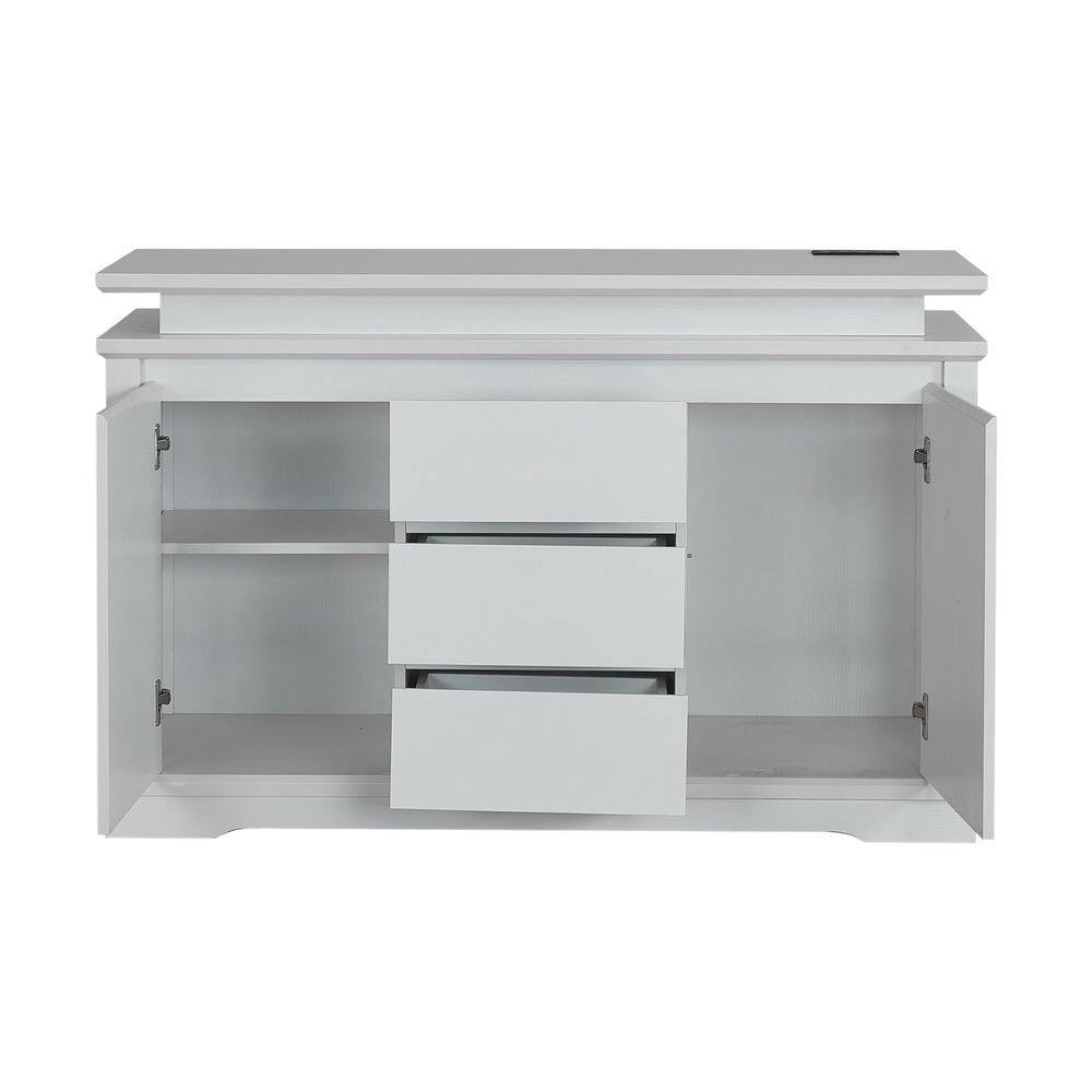 Alt View 1. Kadyn - Kadyn Console Table with LED Light, Wooden Storage Cabinet with Drawers and Doors for Entryway, White - White.