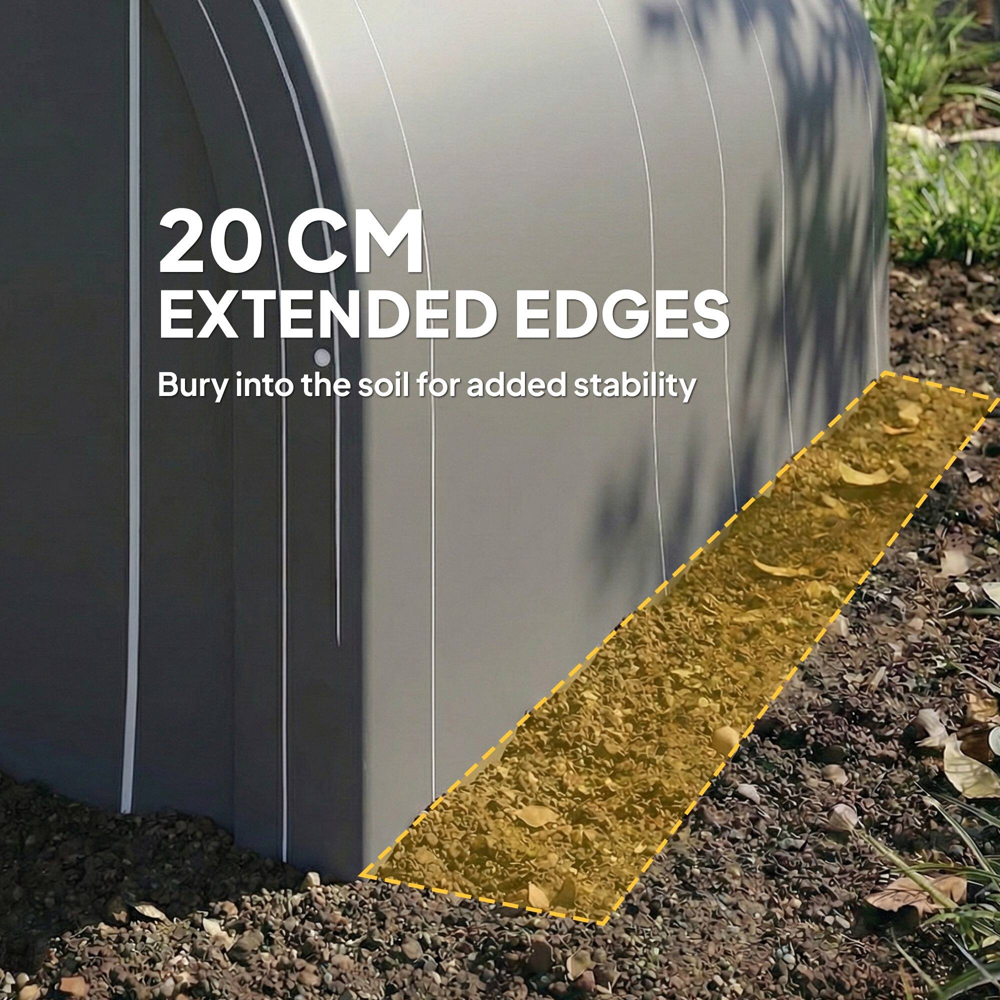 20 CM EXTENDED EDGES  
Bury into the soil for added stability
