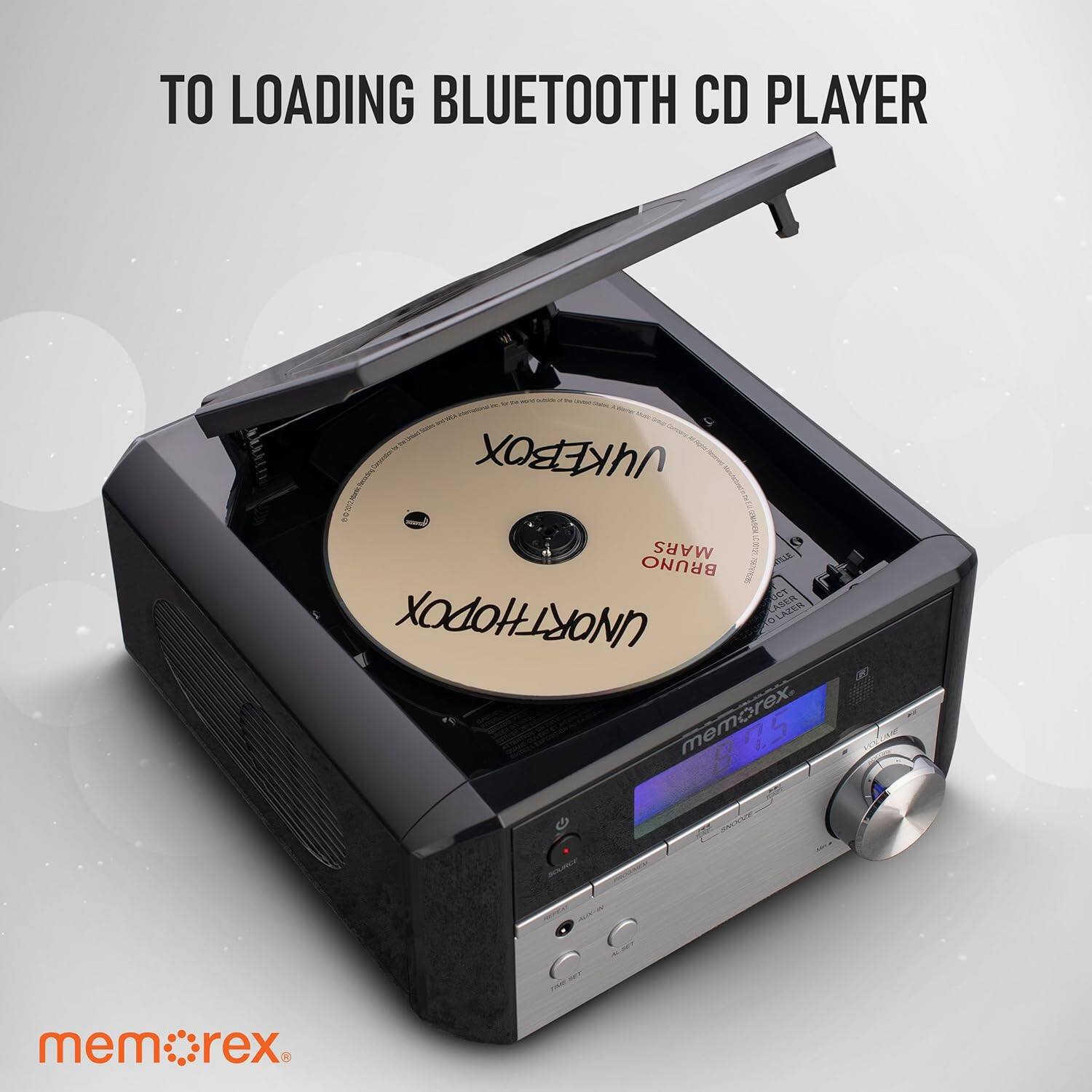 TO LOADING BLUETOOTH CD PLAYER, JUKEBOX MARS e BRUNO, UNORTHODOX "LAZER", memorex, 7.5 S e mem:rex