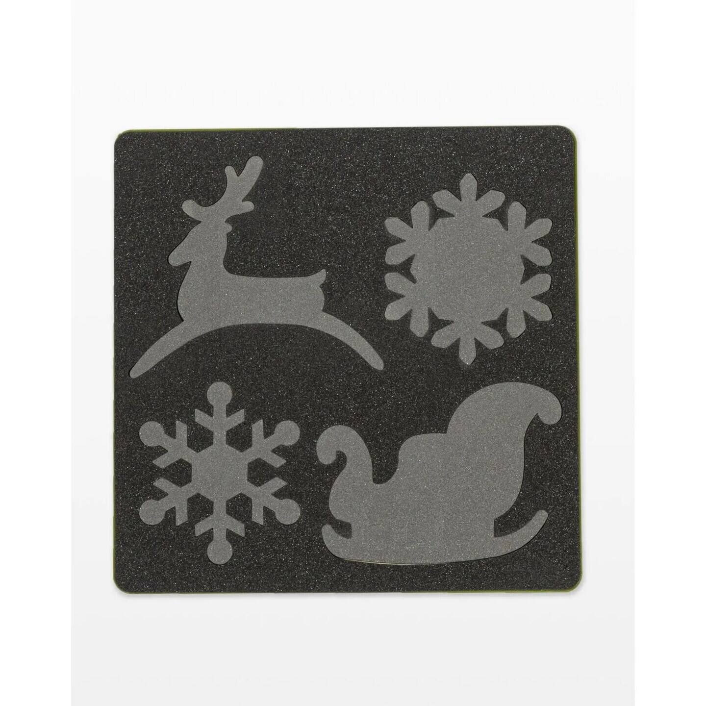 Left. AccuQuilt - Go Fabric Cutting Dies It Fits, Sleigh and Snowflakes - Multicolor.