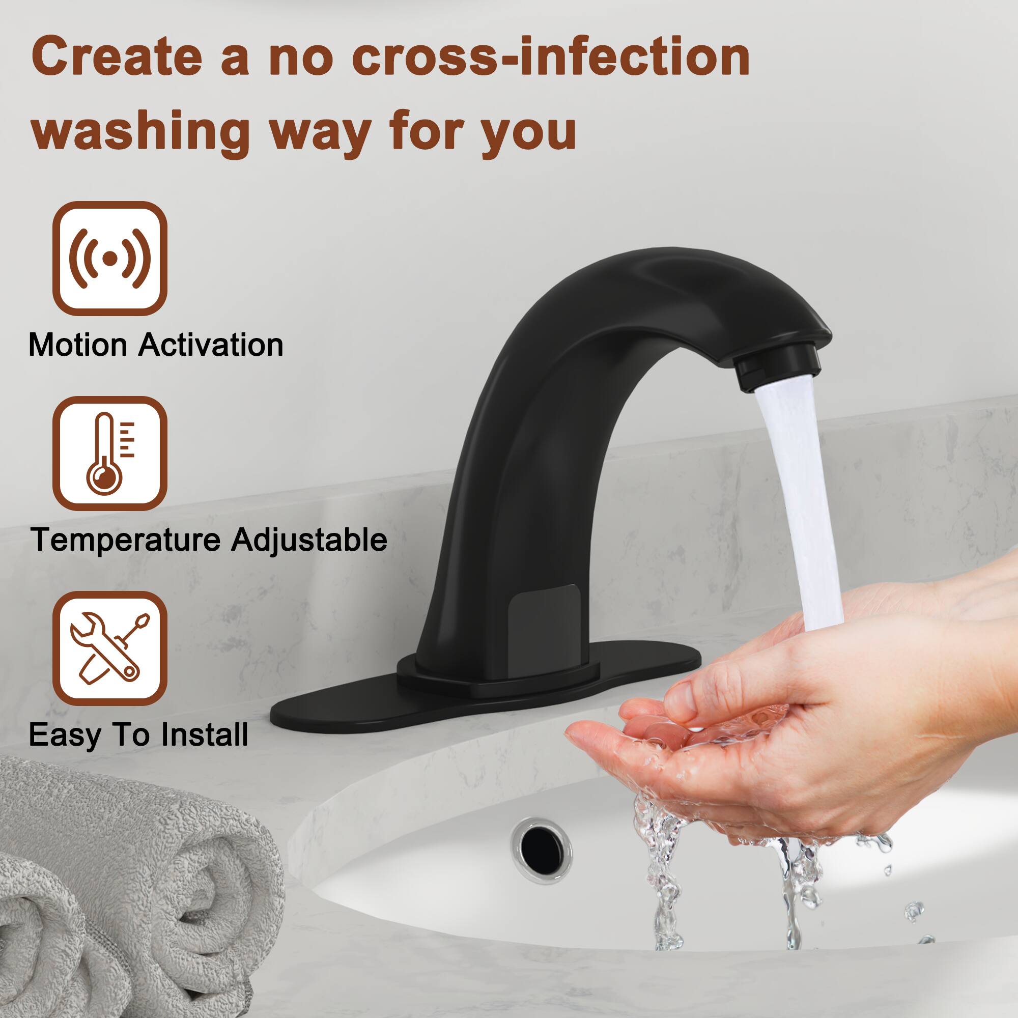 Create a no cross-infection washing way for you

- Motion Activation
- Temperature Adjustable
- Easy To Install