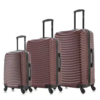 Front. DUKAP - Adly Lightweight Hardside Spinner 3 Piece Luggage Set 20"/24"/28" - WINE.