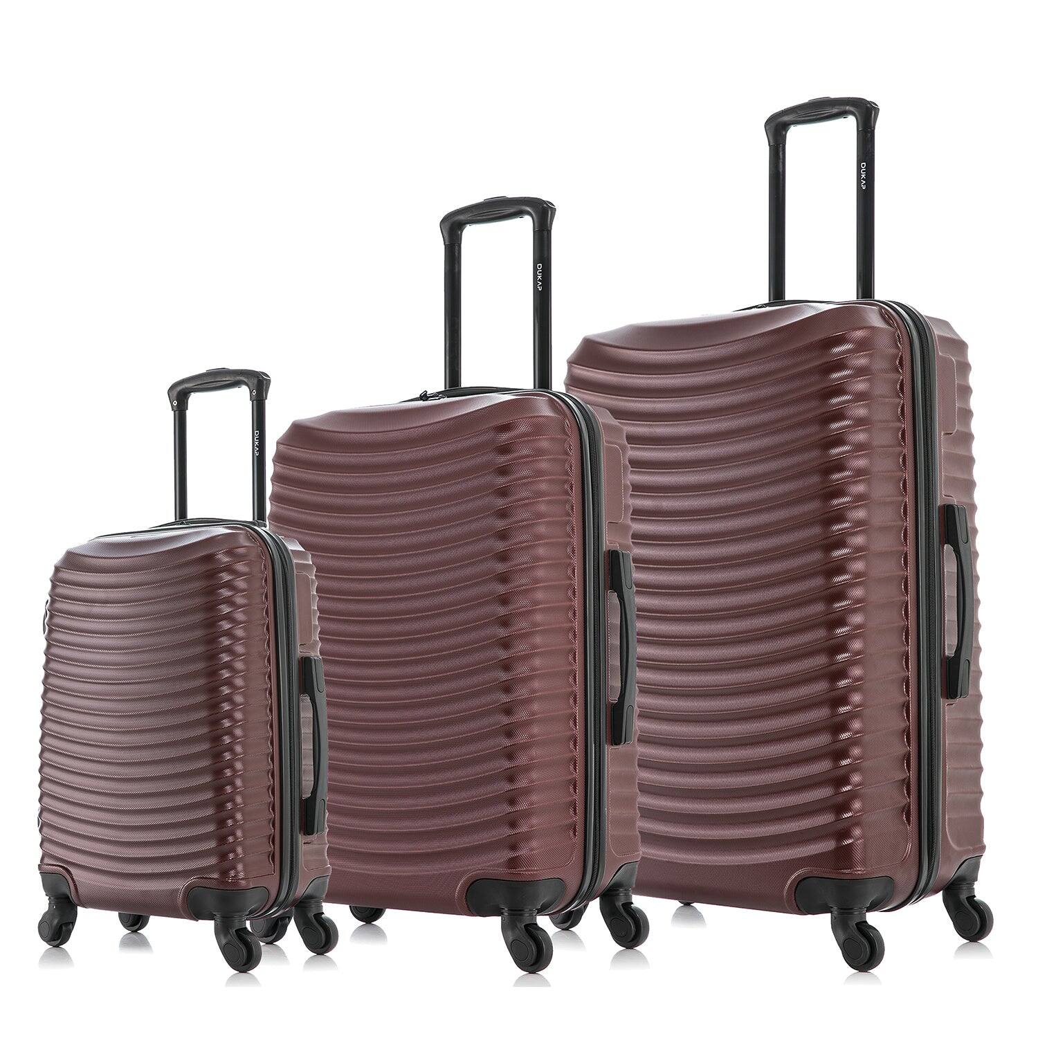 Front. DUKAP - Adly Lightweight Hardside Spinner 3 Piece Luggage Set  20"/24"/28" - WINE.