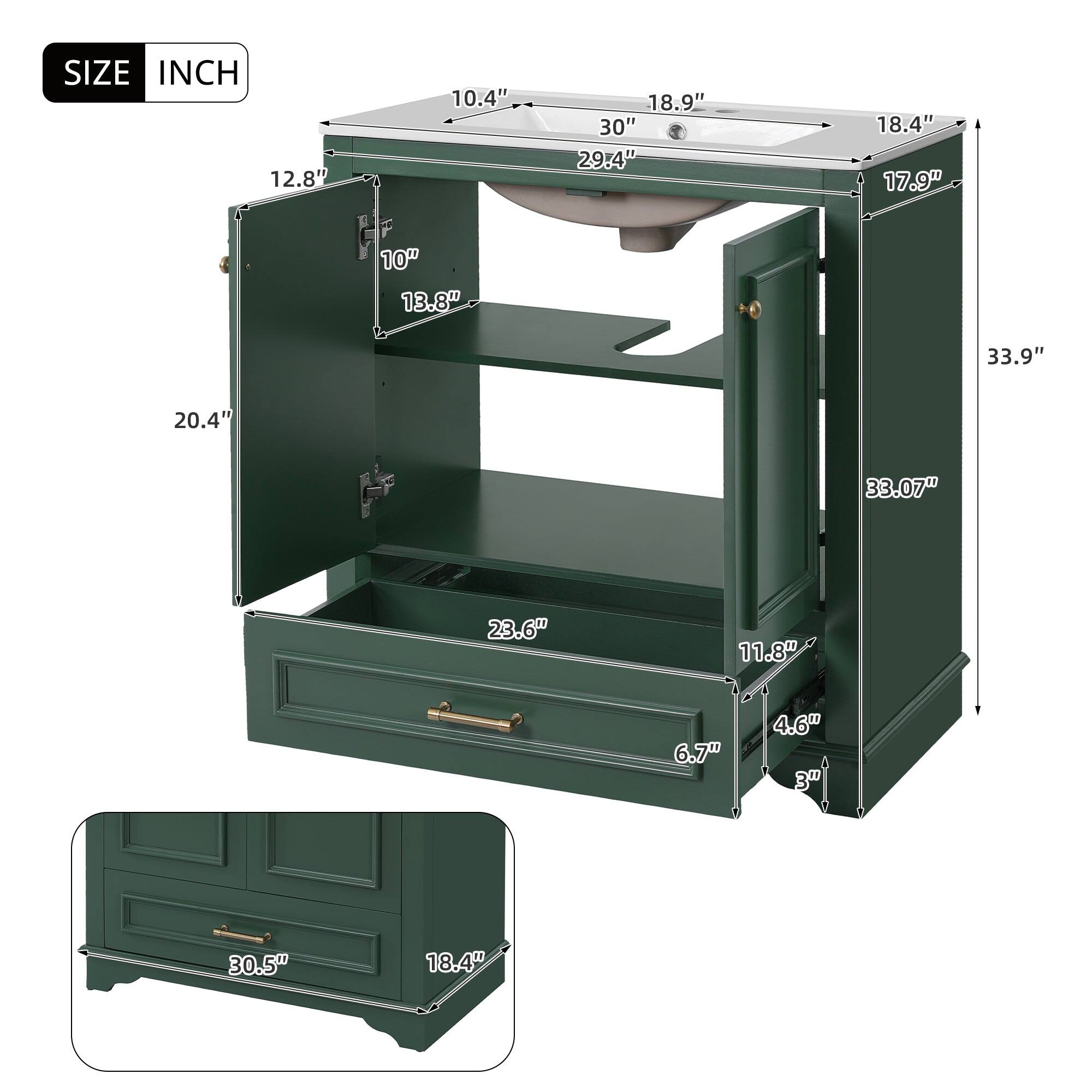 SIZE INCH  
12.8" 10.4" 18.9" 30" 29.4" 18.4" 17.9" 13.8" 33.9" 20.4" 33.07" 23.6" 11.8" 6.7" 4.6" 30.5" 18.4"