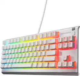 SteelSeries - Apex 3 TKL Wired Membrane Whisper Quiet Switch Gaming Keyboard 8 zone RGB Backlighting - White