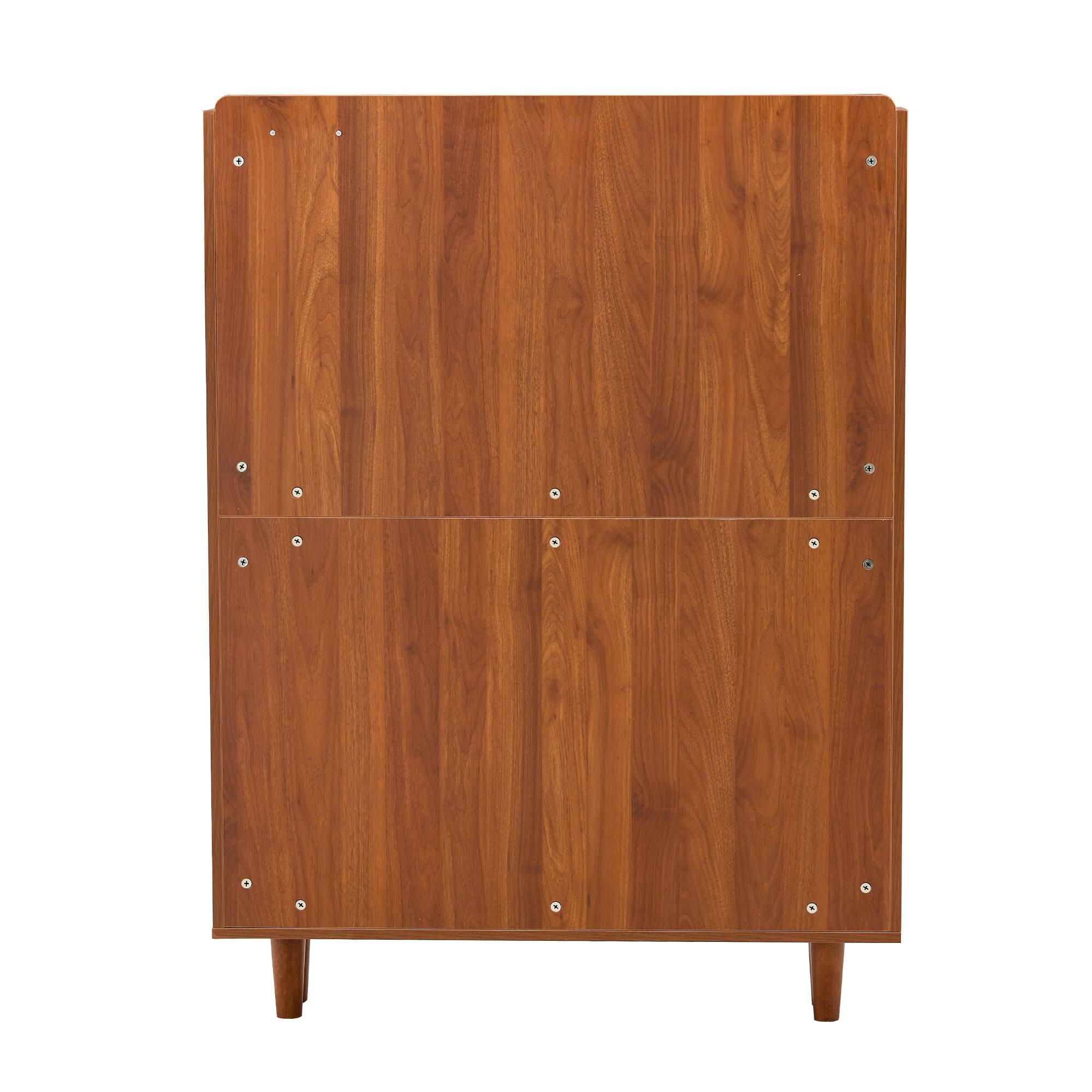 Alt View 9. Loheer - Loheer- Modern Narrow Shoe Cabinet 3.1x0.6x4.1 ft MDF Entryway Shoe Organizer Slim Hidden Storage for Small Hallways - Walnut.