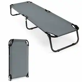 Boyel Living - Folding Camping Cot Bed 75 in L x 22 in W x 15 in H 13 lb for Camping - Gray