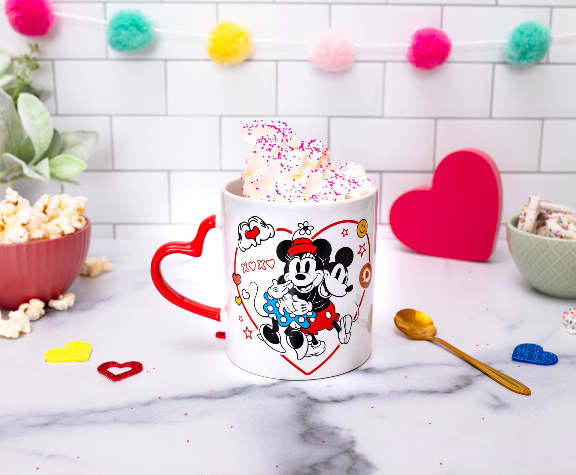 Alt View 4. Disney - Disney Mickey and Minnie Mouse Icons 20-Ounce Ceramic Mug With Sculpted Handle - Red.