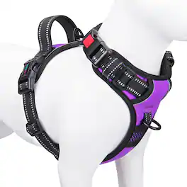 Paradigms Interiors - No Pull Dog Harness Reflective Front Clip Vest With Handle 2 Metal Rings 3 Buckles easy To Put On & Take Off - Purple-Medium
