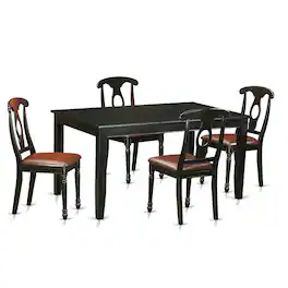 East West Furniture - 5 PcTable and Chairs set for 4-Table and 4 Dining Chairs - Black
