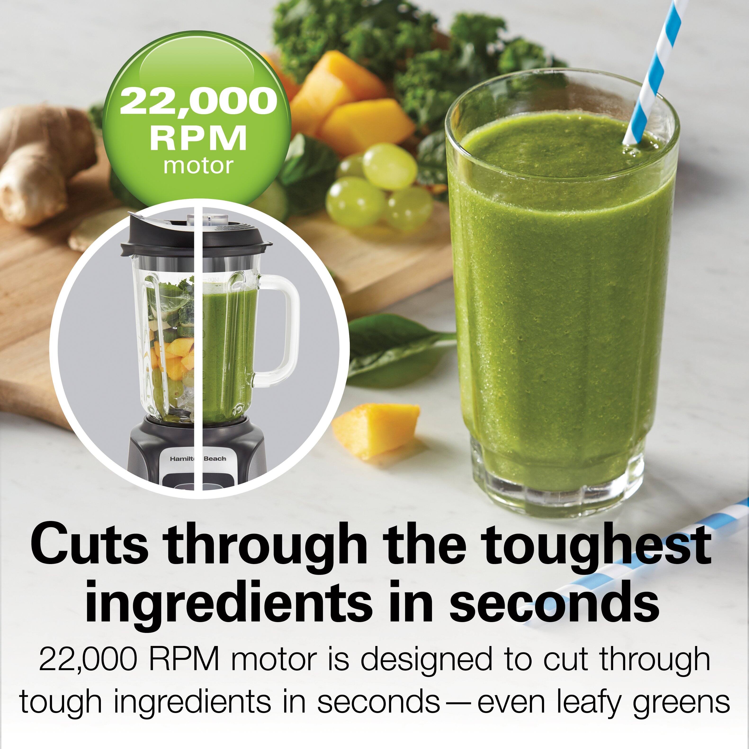 22,000 RPM motor

Cuts through the toughest ingredients in seconds

22,000 RPM motor is designed to cut through tough ingredients in seconds—even leafy greens