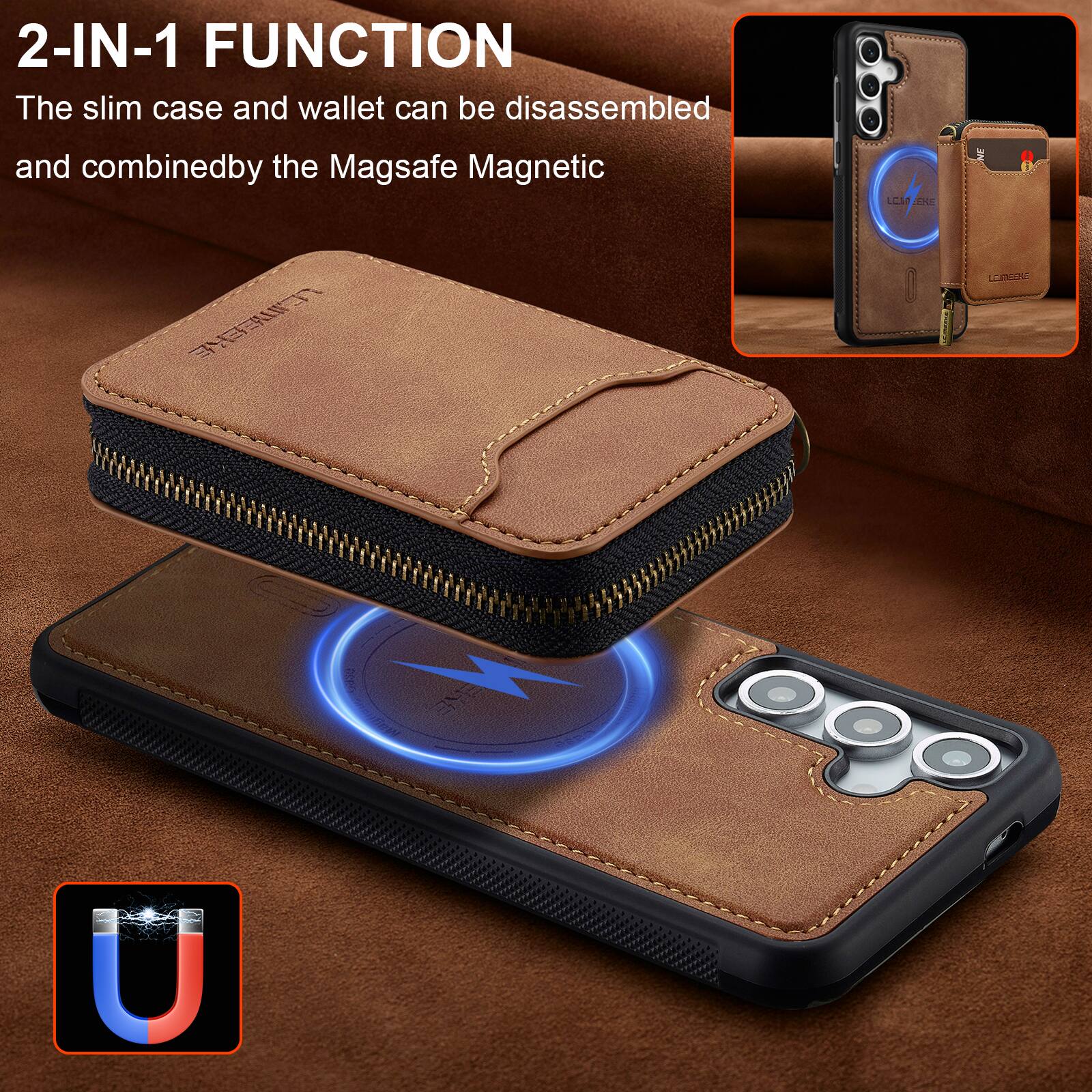 2-IN-1 FUNCTION  
The slim case and wallet can be disassembled and combined by the Magsafe Magnetic