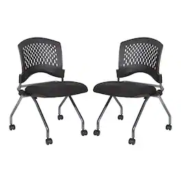 Office Star Products - Soft-Flex Frame™ Folding/Nesting 2 Pack Office Visitor Chair - Coal