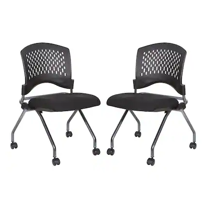 Front. Office Star Products - Soft-Flex Frame™ Folding/Nesting 2 Pack Office Visitor Chair - Coal.