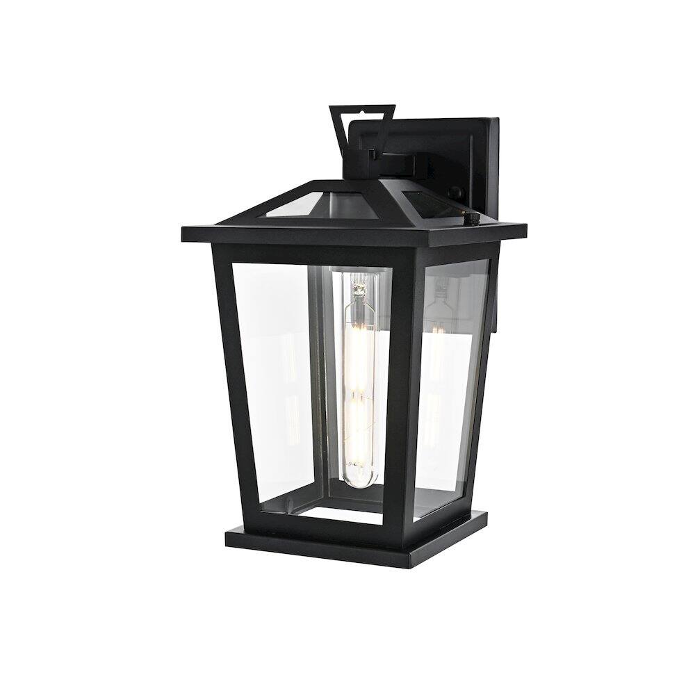 Angle. Elegant Lighting - Cayman 7 inch Outdoor Pendant in Black - Black.