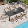 Crestlive Products - 7/9/11pc Water Proof All-Aluminum Patio Dining Set Rectangle Table Wicker Chairs with Cushion - Beige-9PC