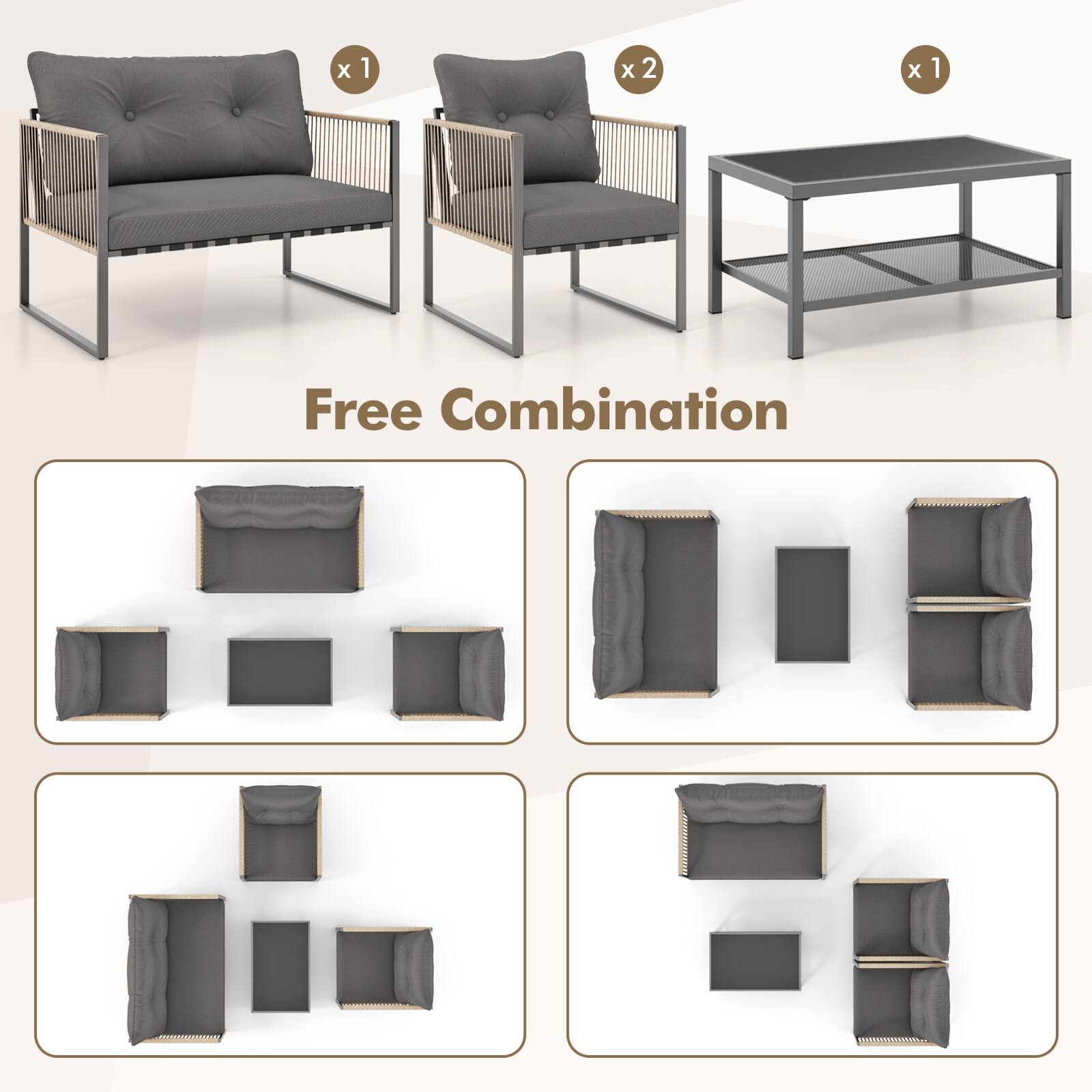 The text on the image reads: "Free Combination".